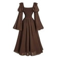 thumbnail image 3 of FYEGRE Gown Featuring Dramatic Flared Sleeves And Square Neck Design For Historical Events And Themed Parties Brown S, 3 of 3