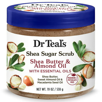 Dr Teal's Shea Sugar Body Scrub with Shea Butter, Almond Oil and Essential Oils, 19 oz