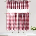 thumbnail image 6 of CAROMIO Light Filtering 28"W x 30"L Kitchen Cafe Curtains Buffalo Check Pattern Half Window Covering Tier Curtains, Red White, Set of 2, 6 of 8