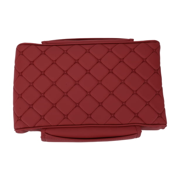 Funda del Consola Central del Coche Almohadilla del Consola Central con Bolsa de Almacenamiento 13.39"x9.06"x2.36" Cereza Cuero Nappa