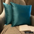 thumbnail image 3 of The HomeCentric Decorative Pillow Covers Turquoise Pack of 2, 26"x26" (65x65 cm) Satin Solid Cushion Covers For Sofa, Solid Modern Style - Turquoise Slub Satin, 3 of 10