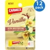 Carmex Vanilla Flavor SPF 15 Moisturizing Lip Balm Stick, 0.15 Oz (12 Pack)