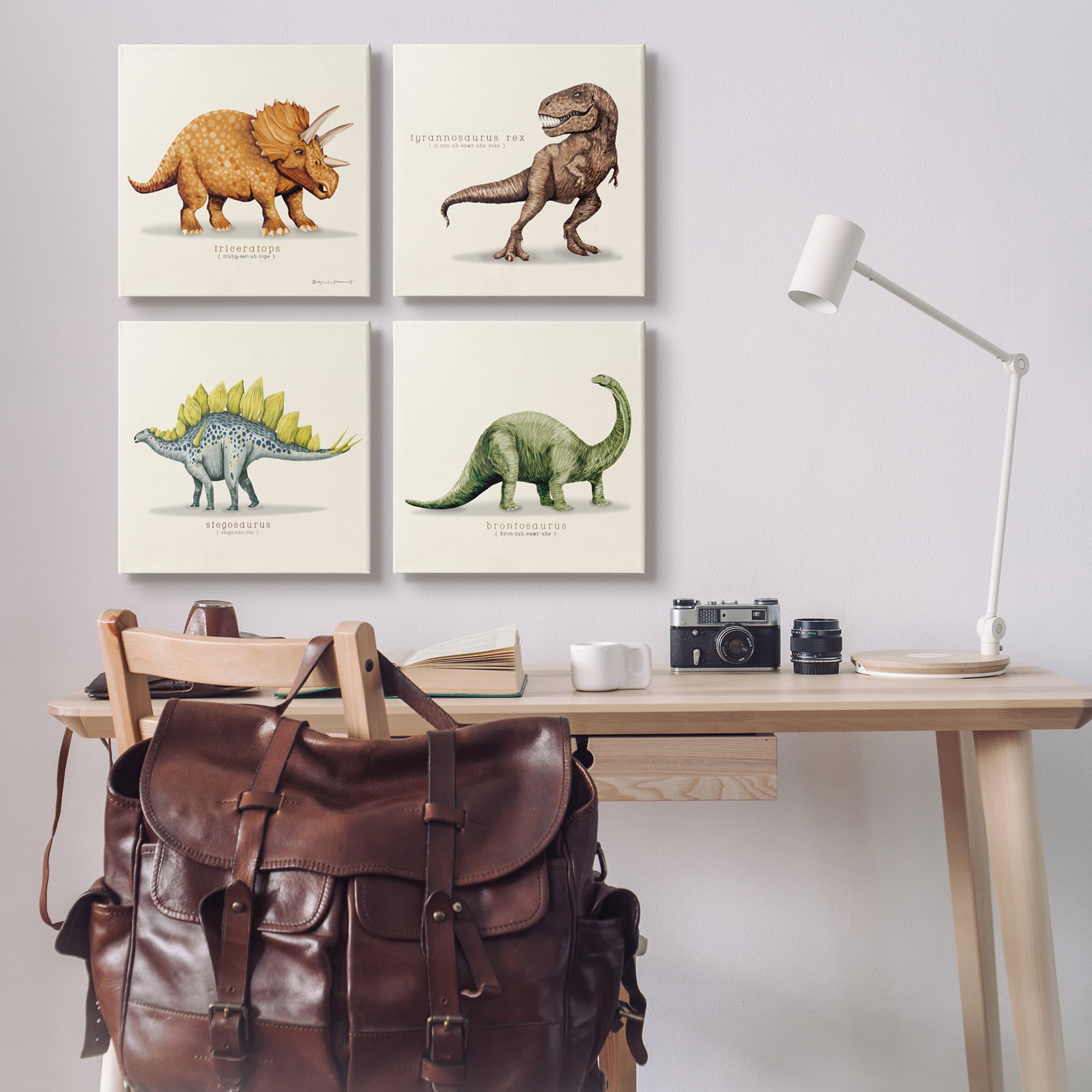 Stupell Educational Dinosaurs Scientific Species Animals & Insects Painting Gallery Wrapped Canvas Print Wall Art, Set of 4