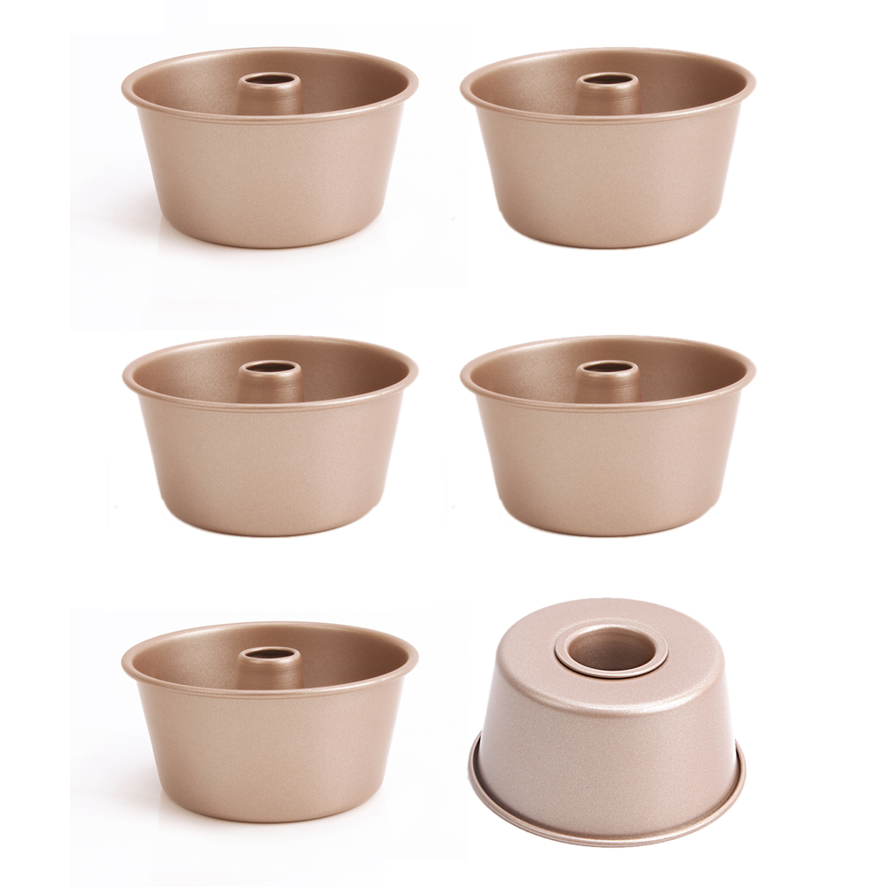 6Pack Mini Angel Food Cake Pan, 4 inch NonStick Carbon Steel Round