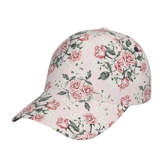 Honeii Rose Flowers Print Hat, Women's Baseball Hat Unisex Fit, Baseball Cap,Adjustable One Size