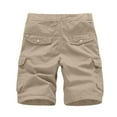 thumbnail image 2 of CaComMARK PI Men's Shorts Pure Color Outdoors Pocket Beach Work Trouser Cargo Pants Khaki XL, 2 of 5