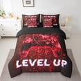 thumbnail image 2 of Feelyou Neon Glowing Gamepad Bedding Comforter Set 7pcs for Teens, Cartoon Game Controller King Bedding Sets, Abstract Honeycomb Reversible Bed Sheets, Microfiber Bedroom Decor, 2 of 8
