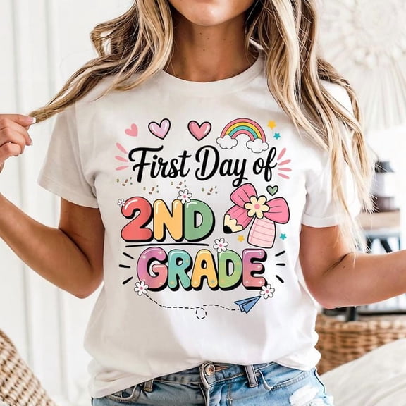 First Day of Second Grade Back to School Teacher Girls T-Shirt Unisex, Sizes S-5XL, Tbun