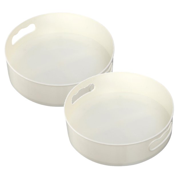 Oleegame 2PC Produce Storage Storage Tray Box Rotatable With Handle Storage Multifunctional Kitchen Bathroom Housekeeping Organizers White
