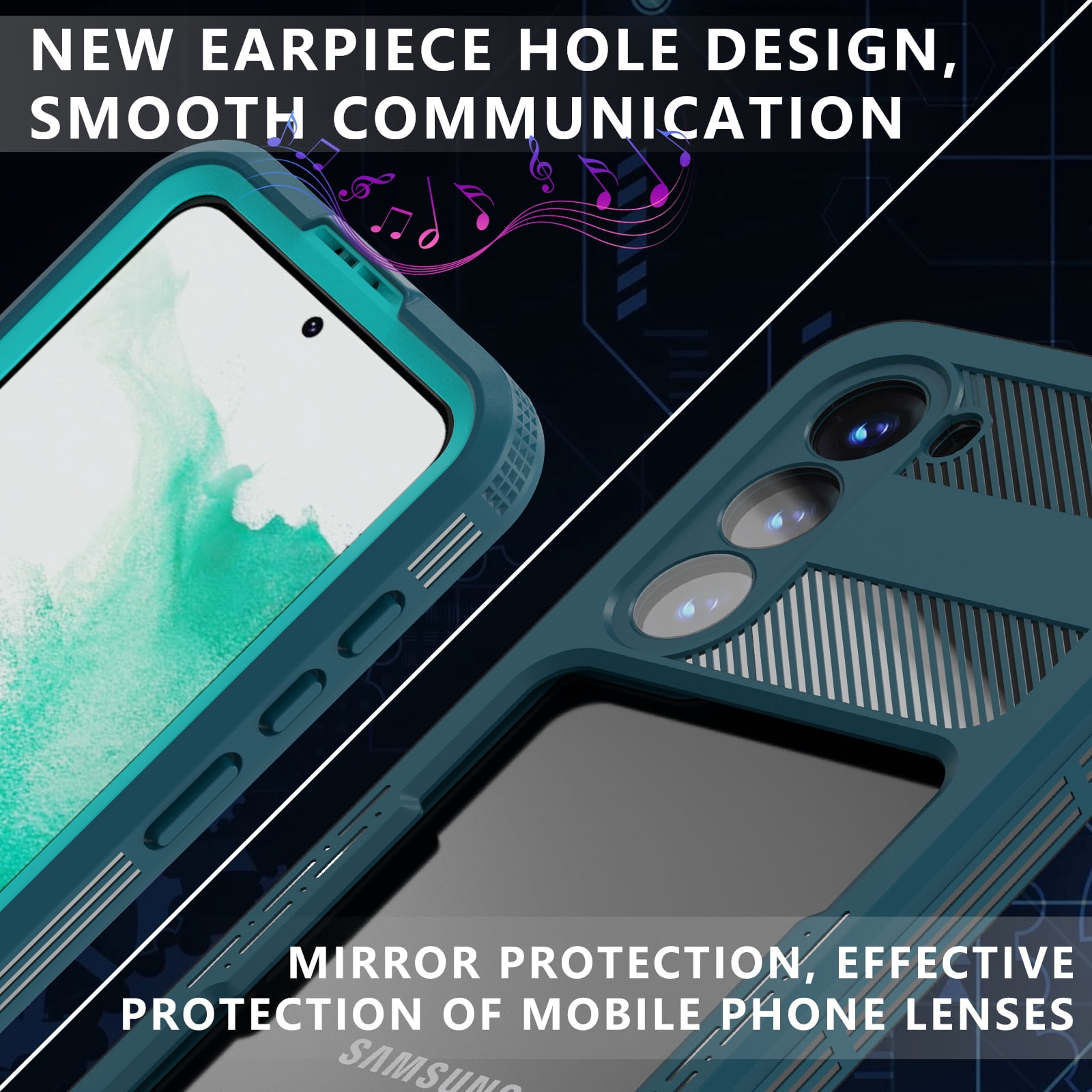 SaniMore for Samsung Galaxy S23 6.1" 2023 Case with Built-in Screen Protector, IP68 Waterproof & Dustproof & Anti-scratch [Wireless Charging] Heavy Duty Full Protective Cover for Galaxy S23, Grassblue