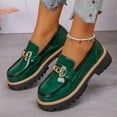 thumbnail image 4 of Green Women Round Toe Patent Leather Loafers With Low Heel For Outdoor Comfort, 4 of 9