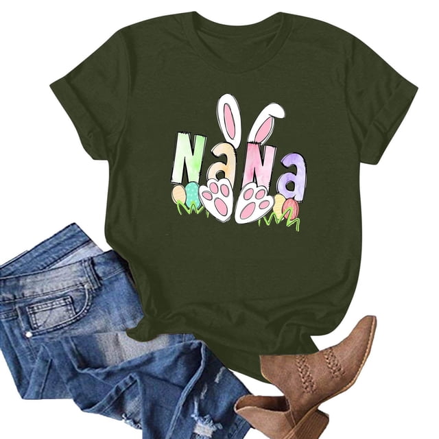 XWSHYW Hauts d'Été pour Femmes Mode pour Femmes Imprimé Manches Courtes Blouse Ample Drôle Col Rond T-Shirt Hauts Offres de la Semaine