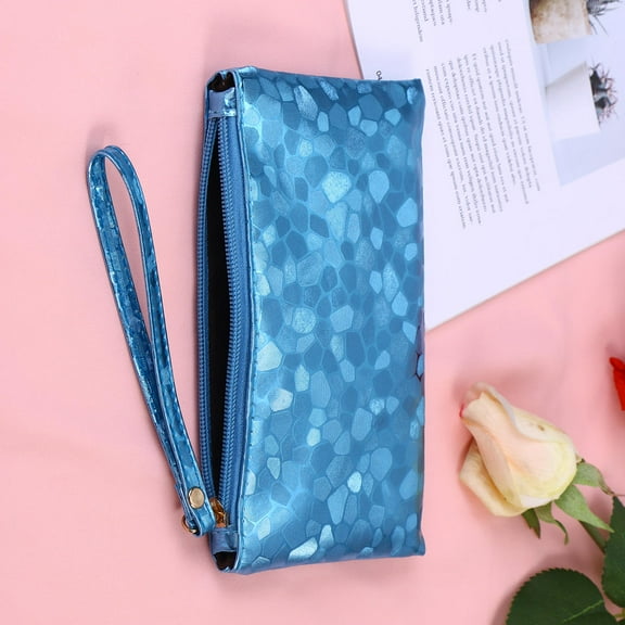 ROMANSENTIAL 1Pcs Rectangular Wallet Handbag Blue Polyester Storage for Women Casual Daily Use 11.4x4.3x0.2in