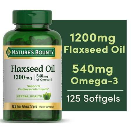 Nature's Bounty Flaxseed Oil Softgels, 1200 Mg, 125 Ct