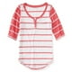 thumbnail image 2 of Aeropostale Womens Striped SS Henley Shirt, Rojo, Small Aeropostale henley, 2 of 2