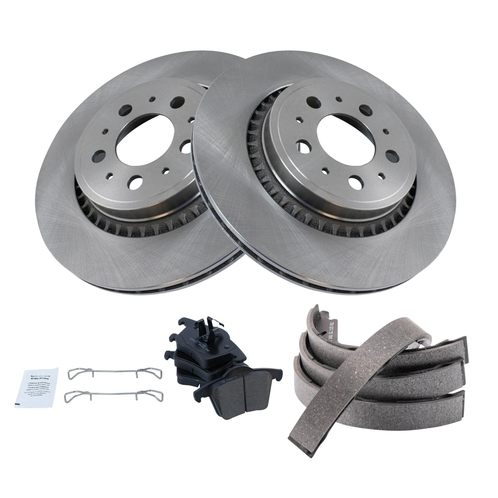 Front & Rear Ceramic Brake Pads And Drilled/Slotted Rotors Kit For 2016-2022 Volvo XC90 (2.0L)
