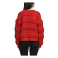 thumbnail image 2 of DKNY Womens Red Textured Striped Long Sleeve Crew Neck Sweater XS, 2 of 4