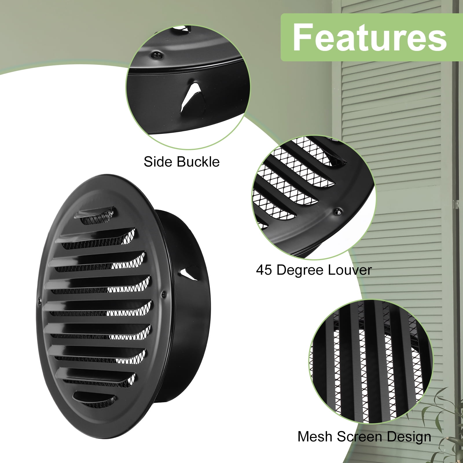 Uxcell 4 Inch Round Soffit Vent, 12 Pack Stainless Steel Wall Vent Grille Cover for Kitchen Bathroom, Black