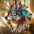 thumbnail image 3 of Native Wolf Spirit ACRYLIC Suncatcher – Faux Stained Glass Tribal Window Hanging – Sacred Animal Decor Gift for Nature Lovers, 3 of 3