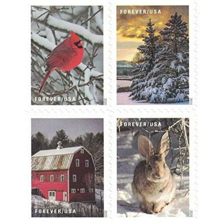 USPS Winter Scenes Double-Sided Forever, 20 Stamps