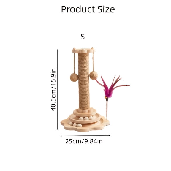 Multi-Level Cat Scratching Post & Tower | Sisal/Solid Wood, Vertical | Space-Saving for Kittens/Cats