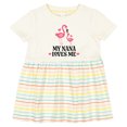 thumbnail image 3 of Inktastic Nana Loves Me Girl Flamingo Girls Baby Dress, 3 of 5