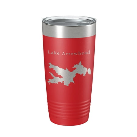 

Lake Arrowhead Map Tumbler Travel Mug Insulated Laser Engraved Coffee Cup California 20 oz Red
