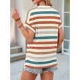 thumbnail image 4 of Women's Short Sleeve Shirts Outfits Stripe Dressy Clothes Tops for Casual Summer Orange S, 4 of 8