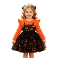 thumbnail image 2 of Angala Performance Dress For Girls Long Sleeve Crew Neck Bat Pumpkin Face Graphic Girls Halloween Dresses, 2 of 9