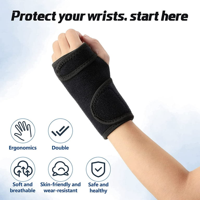 2 Pieces Carpal Tunnel Wrist Braces for Night Wrist Sleep Support Brace  Wrist Splint Stabilizer and Hand Brace Cushioned to Help With Carpal Tunnel  and Wrist Pain Relief (Black,Classic Style) 