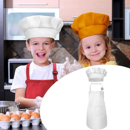 

Kids Apron And Chef Hat Set Adjustable Children Aprons With Pockets For Boys