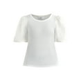 thumbnail image 5 of Time and Tru Women's Mixed Media Top with Puff Sleeves, Sizes XS-XXXL, 5 of 5
