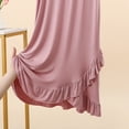 thumbnail image 4 of Pounoo Women's Nightgowns Short Sleeve Ruffle Trim Loose Fit Modal Solid Sleep Dresses Cozy Breathable Lightweight Loungewear Gift, 4 of 5