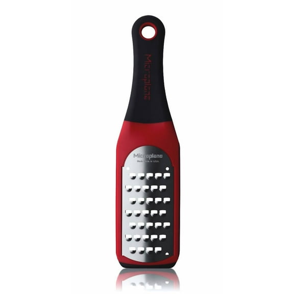 Microplane Artisan Extra Coarse Grater, Red –  Stainless Steel Cheese & Vegetable Grater with Soft-Touch Handle and Rubber Foot