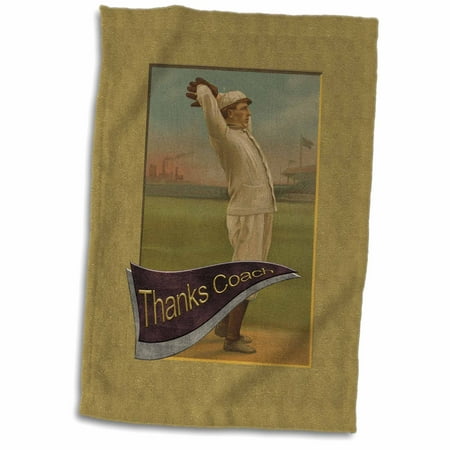 Thanks Coach Baseball 3dRose Vintage Baseball Pitcher on Baseball Field, Thanks Coach - Towel, 15 by 22-inch ()