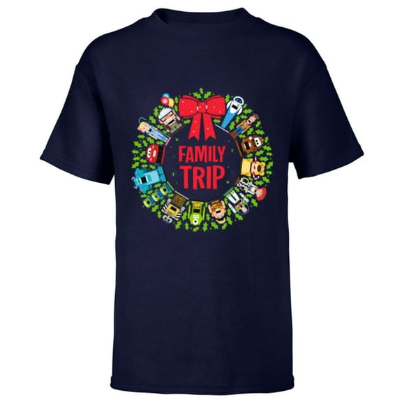 Disney and Pixar Nutcrackers Wreath Christmas Family Trip - Short Sleeve T-Shirt for Kids - Customized-Navy