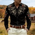 thumbnail image 2 of Western Cowboy Shirt for Men Spring Fall Long Sleeve Shirts Country Embroidered Button Collar Top Black M, 2 of 4