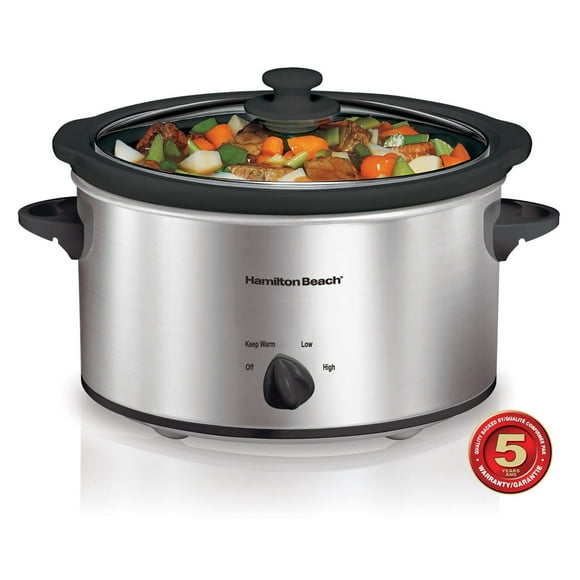 Hamilton Beach 4 Quart Oval Slow Cooker 33140VCR, 4 Quarts
