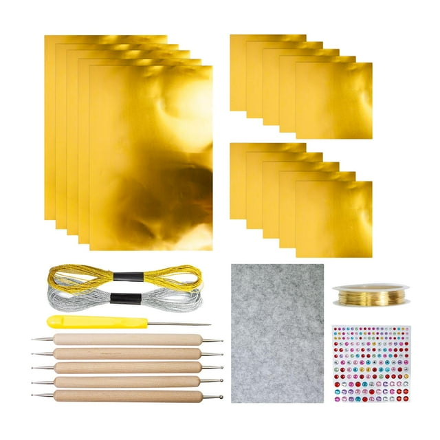 15 hojas de estampación metálicas, hojas de papel de aluminio para juego de herramientas de estampación. Oro