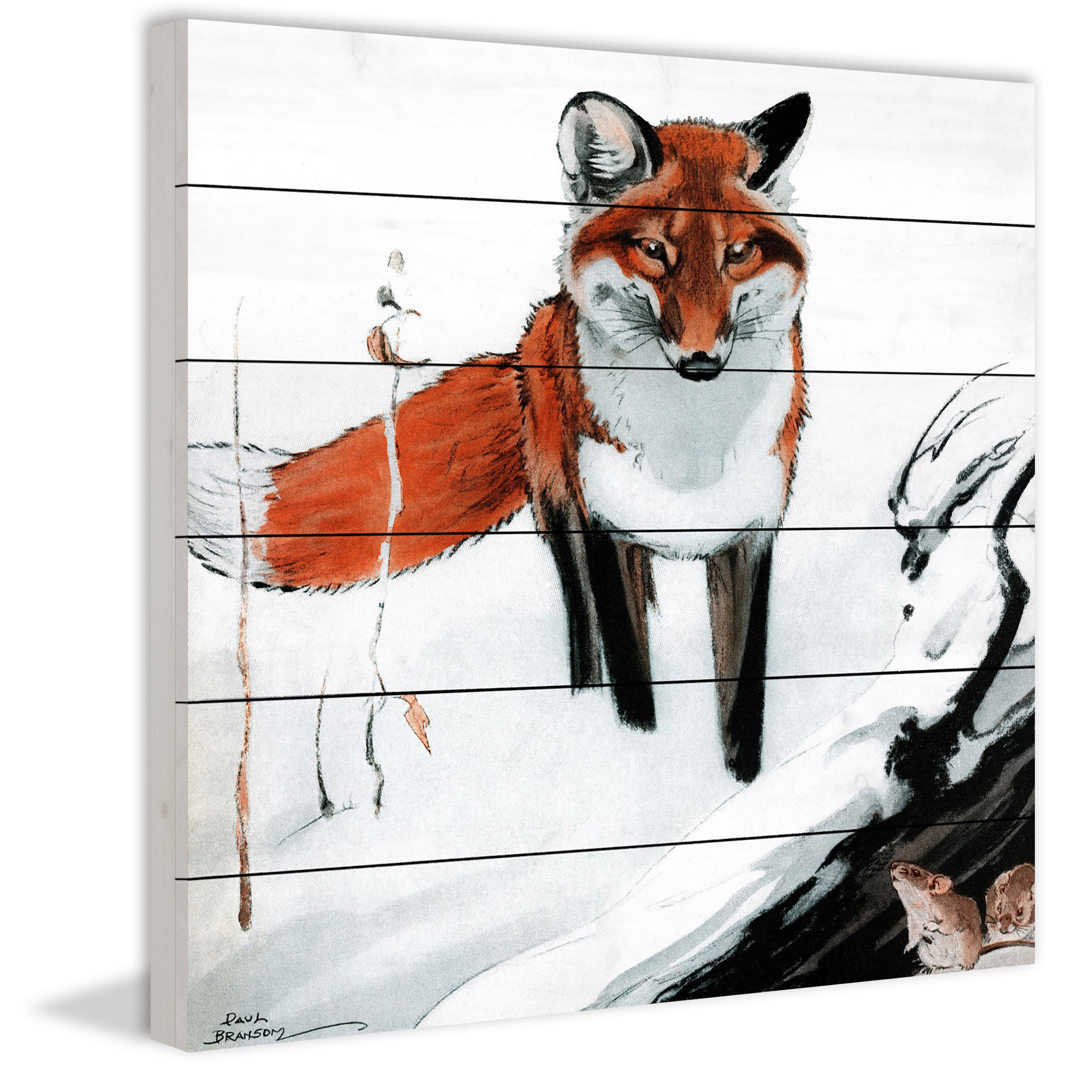 Marmont Hill "Snow Fox" Painting Print on White Wood