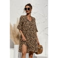 thumbnail image 3 of Women Dresses Summer Dress V-Neck Short Sleeve T-Shirt Elegant Dress Babydoll Ruffles Casual Mini Female Dress, 3 of 4