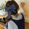thumbnail image 2 of Korean Fashion Polyester Denim Blue Ribbon Bow Hair Clips for Girls, Suitable for Daily Wear and Party, 2 of 9