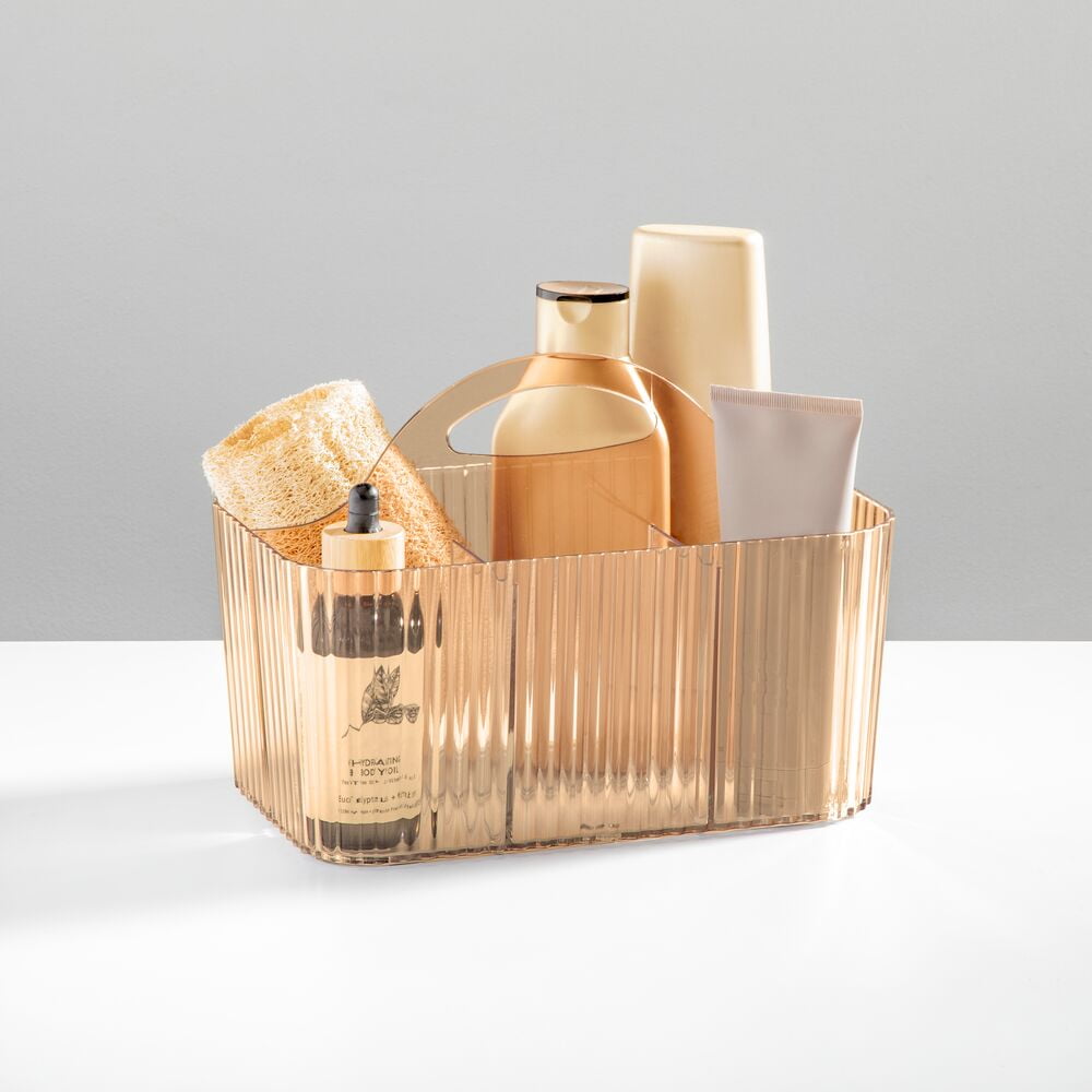 4-Section Fluted Storage Caddy with Handle - Multipurpose Storage Caddy Organizer for Kitchens, Bathrooms, and Nurseries