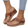 thumbnail image 7 of Miluxas Sandals Women Flip Flops Clearance: Wedge Platform Comfortable Beach Shoes Dressy Summer Sandals for Women Casual Slides Brown 7.5(40), 7 of 7