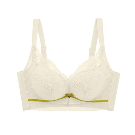 SMihono Womens Comfy Vneck Lace Bras Push Up Adjust Spaghetti Straps Bralette Underwear Full Coverage Breathable Everyday Bra White 4