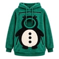 thumbnail image 5 of Puyaiuu Women Christmas Snowman Pattern Fuzzy Sherpa Hooded Sweatshirt With Pet Holding Hole Long Sleeve Warm Plush Pullover Top For Winter Holiday Party Gift, 5 of 5