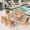 Bright Brown, variant on Sophia & William 9 Pieces Acacia Wood Outdoor Patio Dining Set Wicker Rattan Chairs and Rectangle Table Furniture Set for Lawn, Garden, Backyard