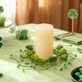 thumbnail image 5 of St. Patrick's Day Clover Candle Holder Centerpiece - Festive Table Decor with Berry Accents for Holiday Dinner Party, Spring Themed Home Decoration for Mantel Shelf Display, 5 of 7