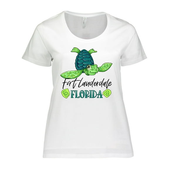 Inktastic Fort Lauderdale, Florida Happy Sea Turtle Women's Plus Size T-Shirt