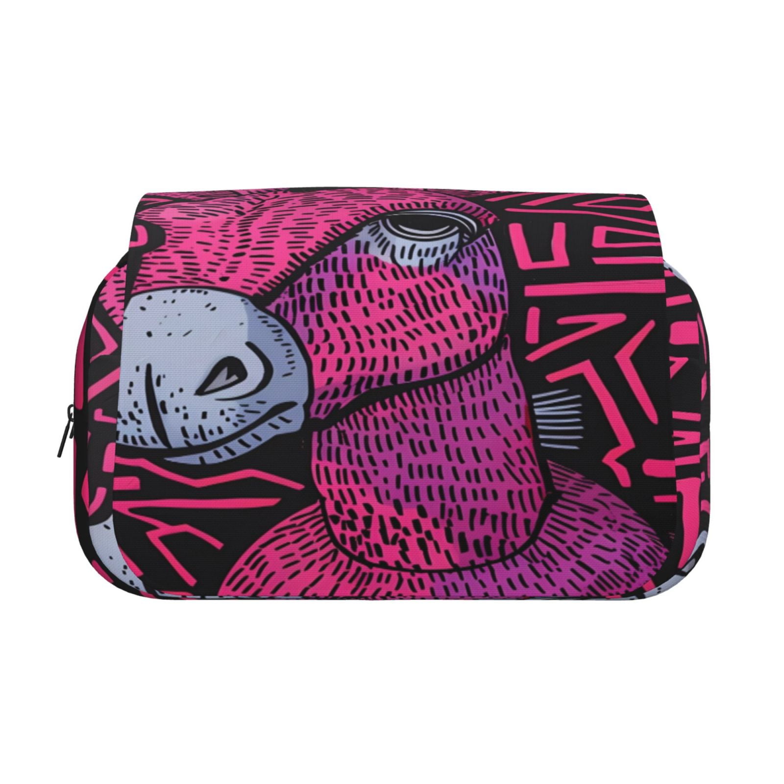 Rateoe ink Donkey Pop Art Pattern Double Clamshell Pen Case, Storage Organizer with Two Zipper Compartments– Holds Up to 50 Pencils & Pens